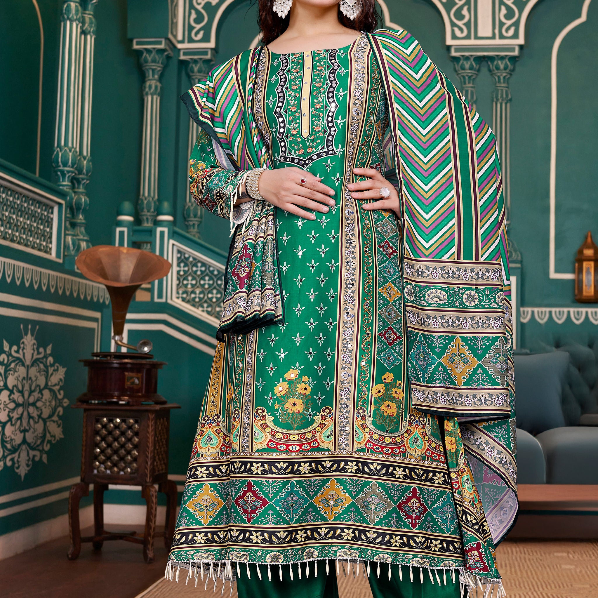 HIRVA HEAVY FANCY PAIR WITH DUPATTA SET